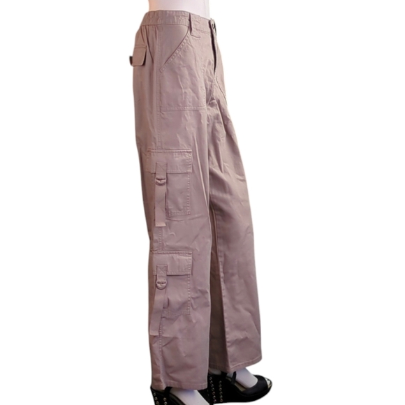 Wide Leg Cargo Pants, High Waist No Boundaries 100% Cotton - Picture 6 of 14